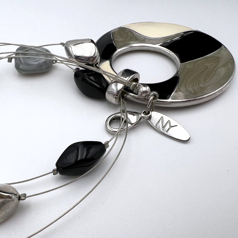 New York & Company Silvertone Necklace with Enamel Pendant - Picture 3 of 3